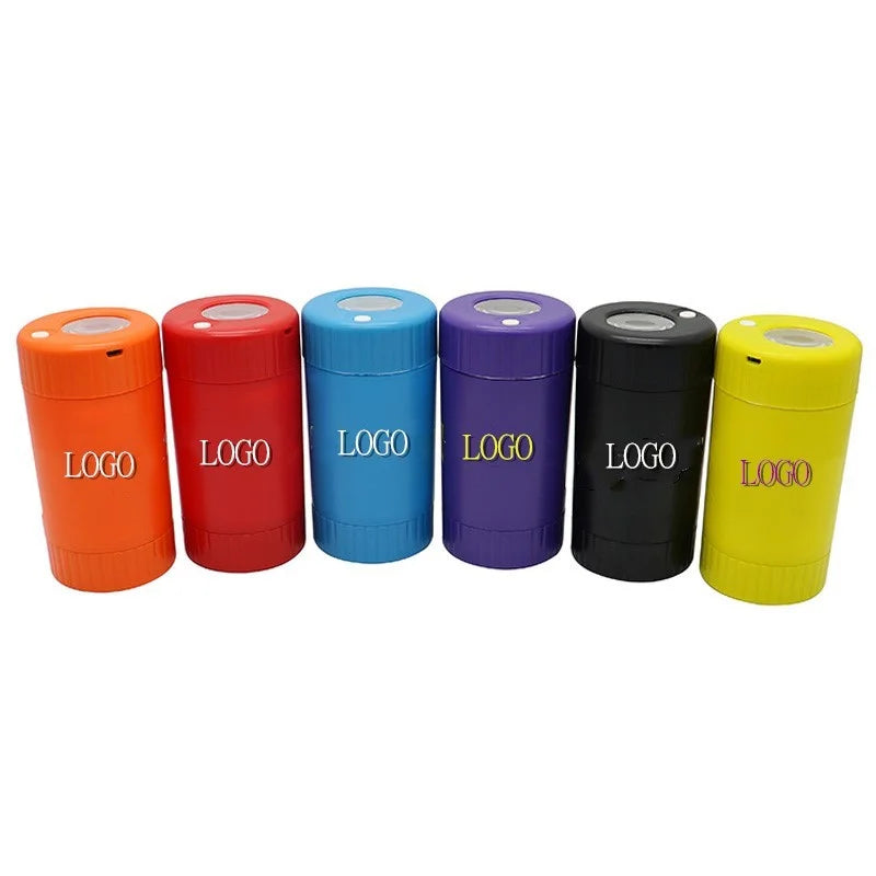 Herb Stash Container Acrylic Jar Rechargeable Storage Bottles Magnifying Magnifier Jar LED Mag Jar with USB Charger