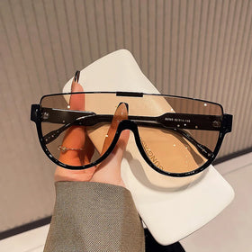 Vintage Semi-round Sunglasses Women Fashion Oversized Shades Ins Trending 2024 New Design UV400 Eyewear