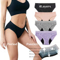 Multi Color Seamless Thongs Ice Silk Sports Menstrual Underwear 4 Layers Leakproof Period Panties Plus Size S- 4XL