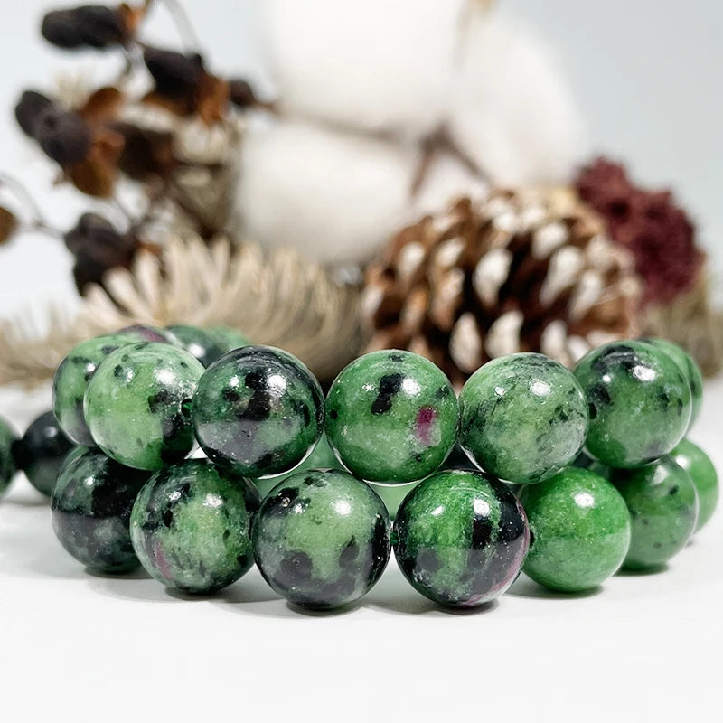 Natural Ruby Zoisite Gemstone  Round Loose Stone Beads for Jewelry Craft Making Bracelet Necklace 15.5" Strand Wholesale