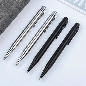 Free Logo Engrave Printing Gifts New Smooth Original Stainless Steel Silver Black Solid Quality Metal Hotel Ball Pen Customized