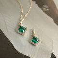 Fine 925 Sterling Silver 18k Gold Plated Square Shape CZ Diamond Retro Luxury Pendant Necklace for Women