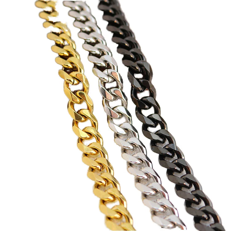 NS1269 Hip Hop Boho Chunky Gold Plated Stainless Steel Curb Cuban Link Chain Necklace