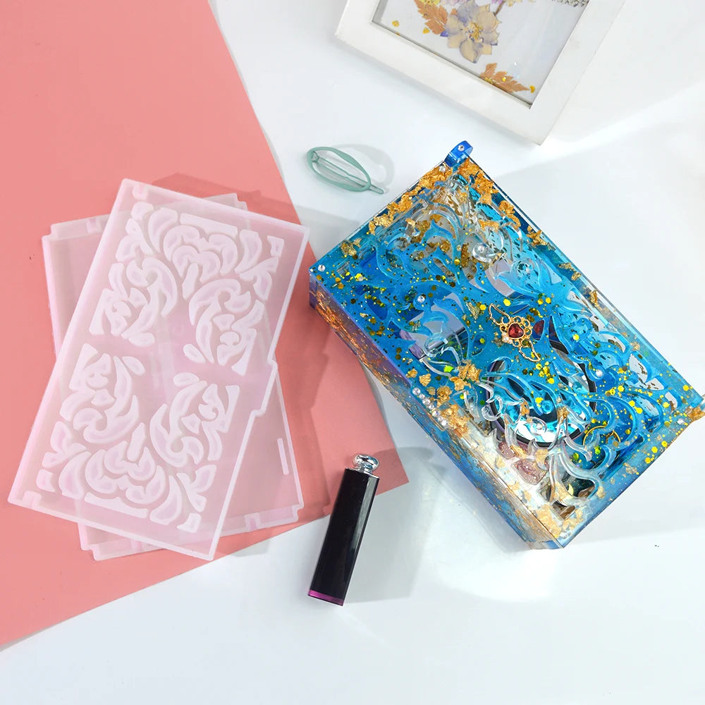 DM183 4PCS/Pack Storage Box Silicone Mold Jewelry Gift Trinket for DIY Crystal Epoxy Resin Silicon Mould Craft Making Tools