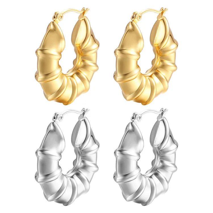Promotion 18K Gold Plated Stainless Steel Huggie Statement Earrings Fine Hoop Jewelry for Women