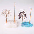 Amethyst Incense Holder and Crystal Tree Holder Handmade Raw Druzy Crystal Cluster for Home Decor Crystal Crafts