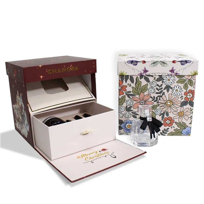 Wholesale Custom Gold Foil Paperboard Perfume Box Set Embossed Sponge Liner Matt Lamination for Christmas Gift for Eye Shadows