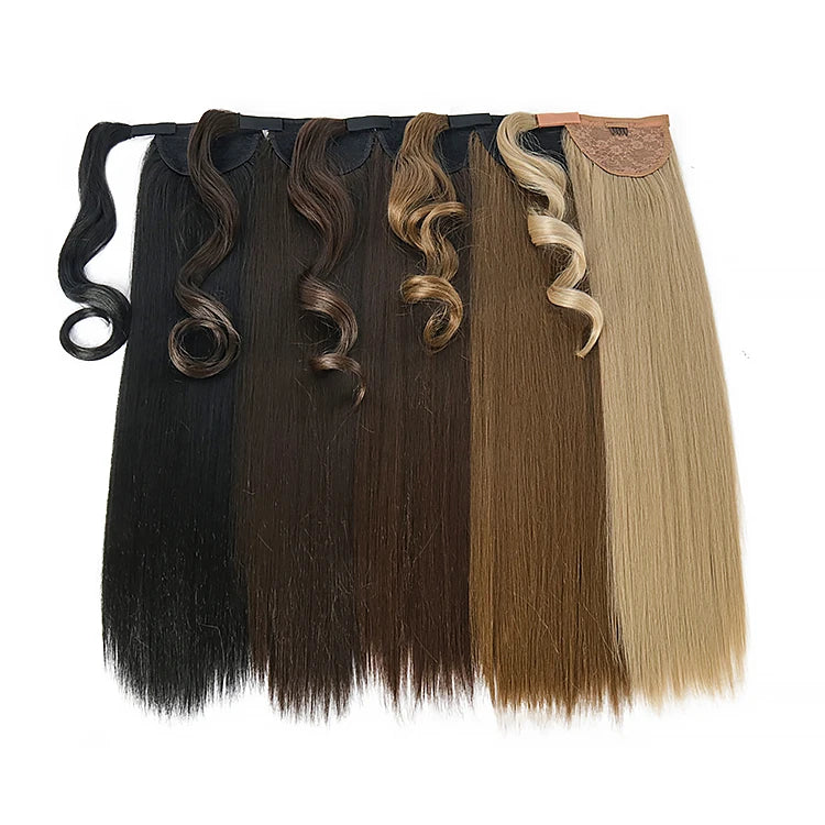 Julianna Kanekalon Futura Hair 28Inch Natural Hairpiece Smooth Pony Tail Synthetic Clip in Wrap Around Ponytail Hair Extensions