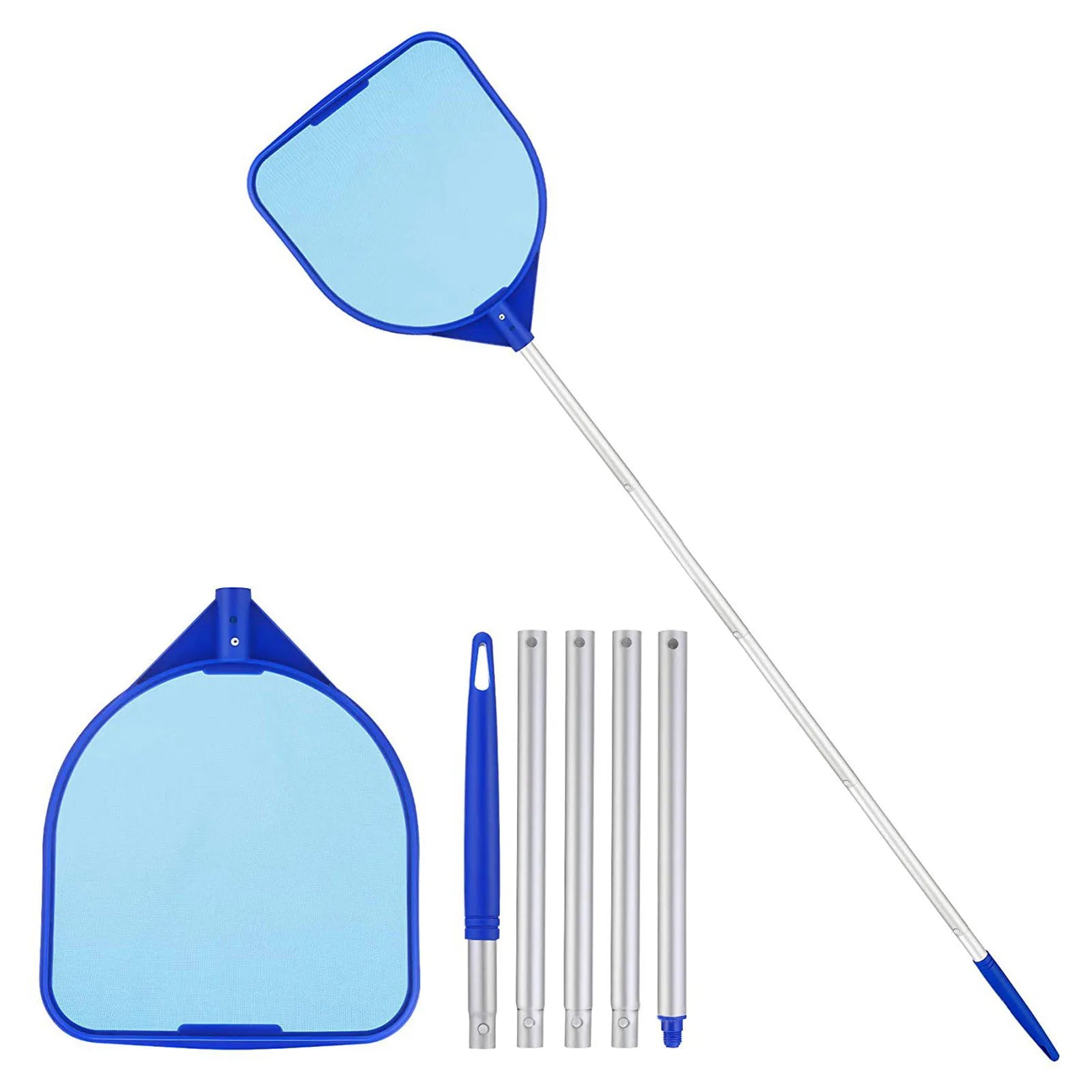 Aquarium Skimmer Net with Telescopic Pole Remover Leaf Rake Mesh Pool Fish Tanks Accessories Ponds Cleaning Debris Tools Skimmer