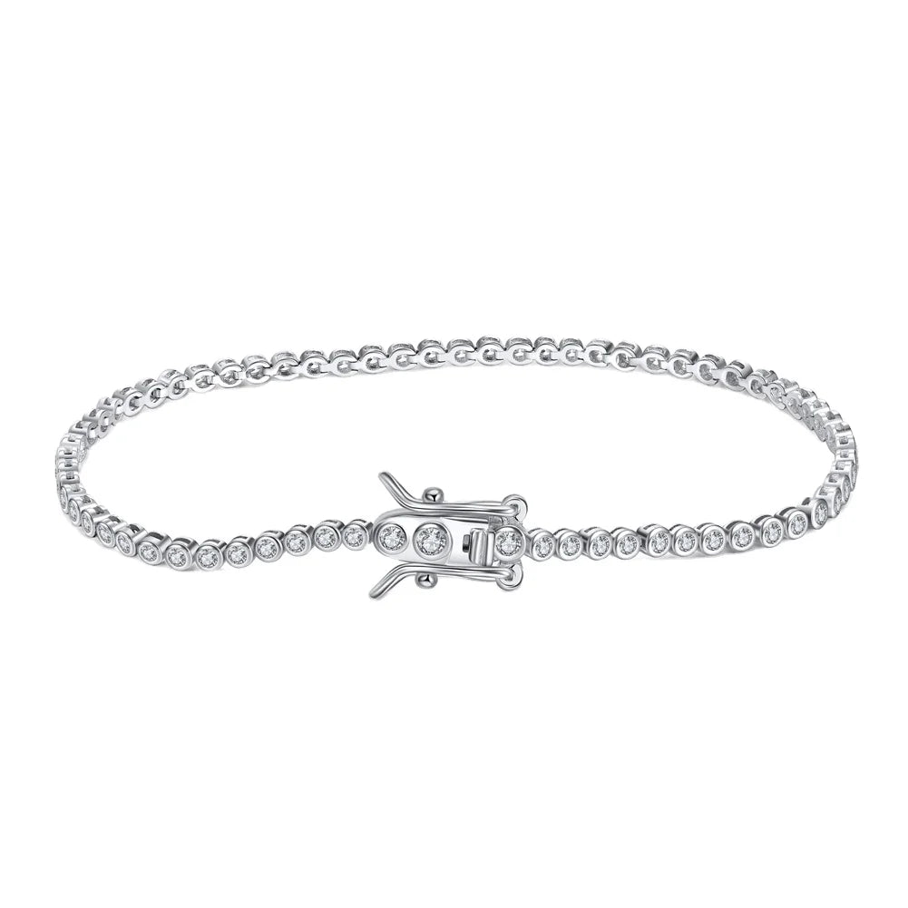RINNTIN SB143 Fashion Silver Jewelry 925 Sterling Silver Bracelet Tennis Chain With 4A CZ 14K Gold Plated Bracelet for Women
