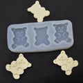 3 Hole Cartoon Bear Biscuit Resin Mold Aromatherapy Candle Plaster Mold Molde De Silicone Cake Decoration Fondant