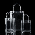 Custom Wholesale PVC Transparent Clear Tote Shopping Bag Printed Letter Pattern Zipper Foldable Soft for Outdoor Travel Use