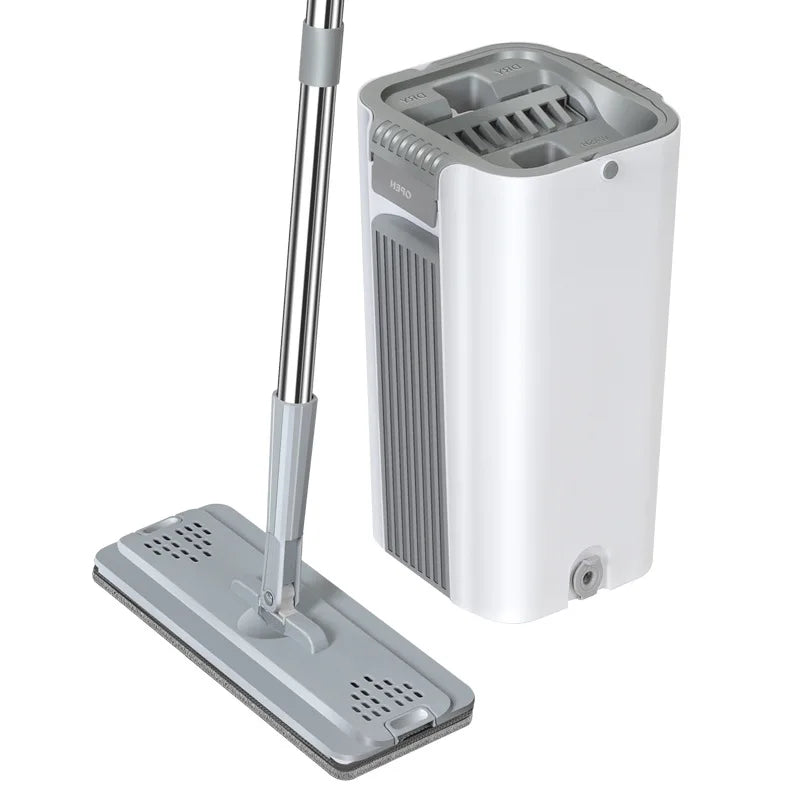 New Design Cheaper Hands-free 360 Rotating Swivel Handle Stainless Steel Flat Mop with Microfiber Floor Dust Mop and Bucket