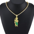 Hip Hop Religious Pendant Tennis Chain Single Row Set With Diamonds.Wide0.4cm*16 "18" 20 "22" 24 "pendant 7.8cm*2.6cm in Stock