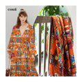 100% Silk Low Moq Custom Design 16mm Momme Natural Luxury Mulberry Silk Digital Print Orange Abstract Pattern by the Meter