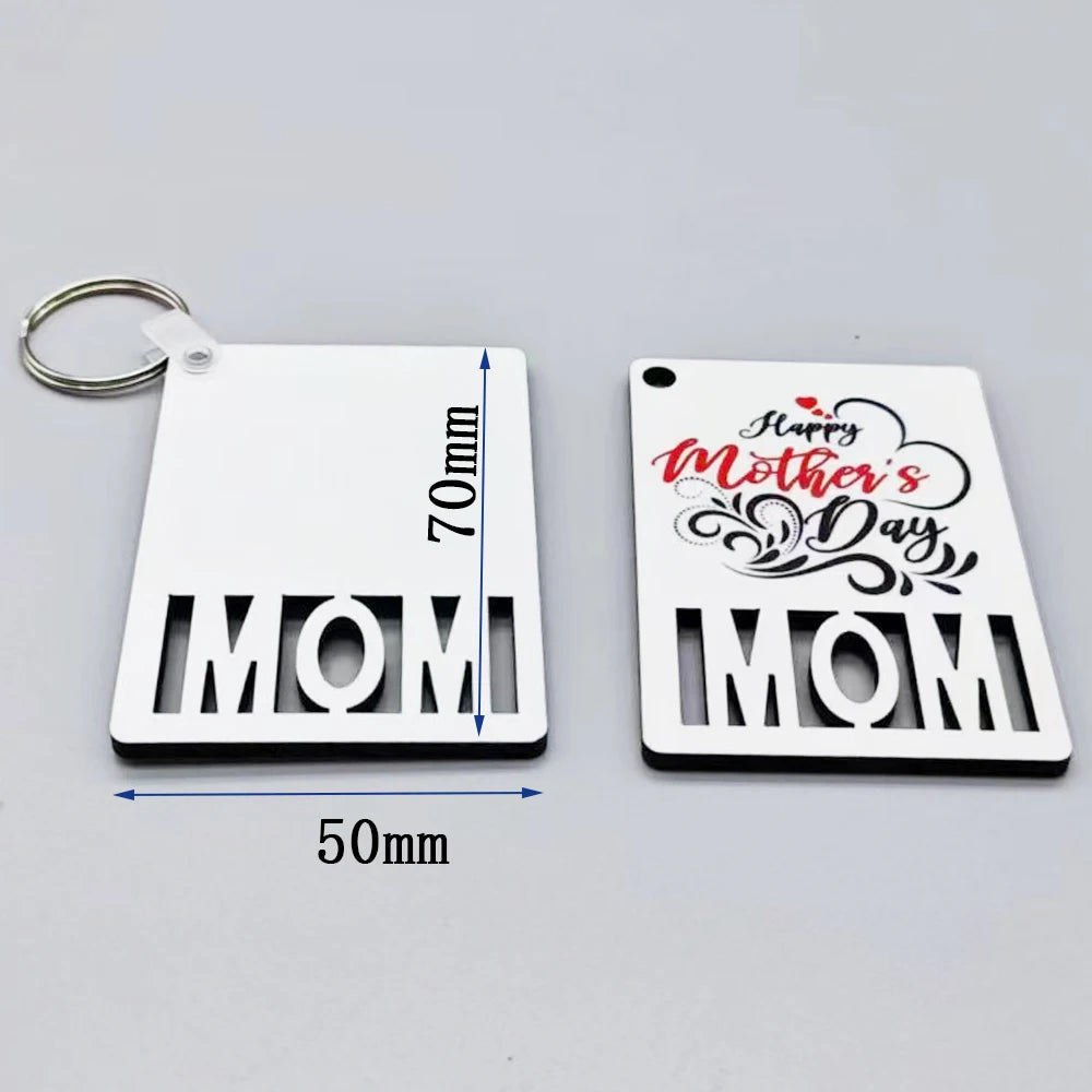 Sublimation Blank MDF Wooden Keychain Photo  Frame for Mother's/Father's Day Gifts