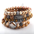 Women Fashion Jewelry Pic Jasper  Bracelet Set Natural Stone Glass Crystal Pave Bracelets Cubic Zircon Druzy Stack Bracelet Set