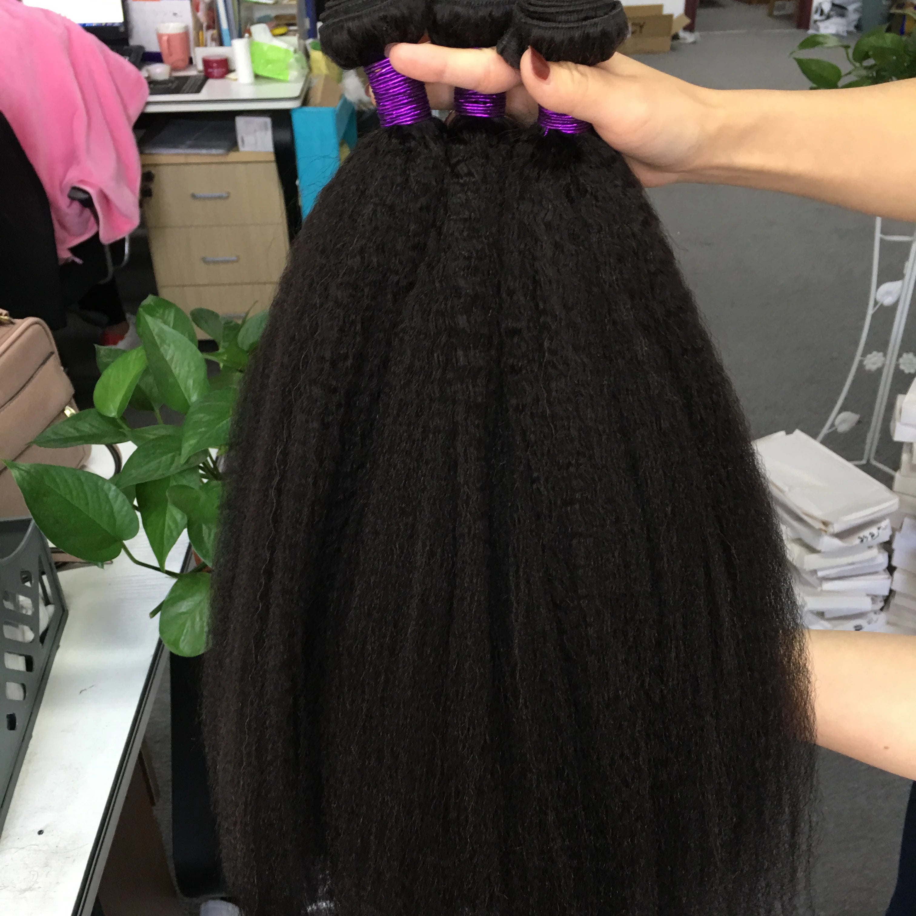 Wholesale Bundle Deals for Brazilian Remy Hair 10A Grade Kinky Straight 100g Machine Double Weft Cuticle Aligned Raw Virgin Hair