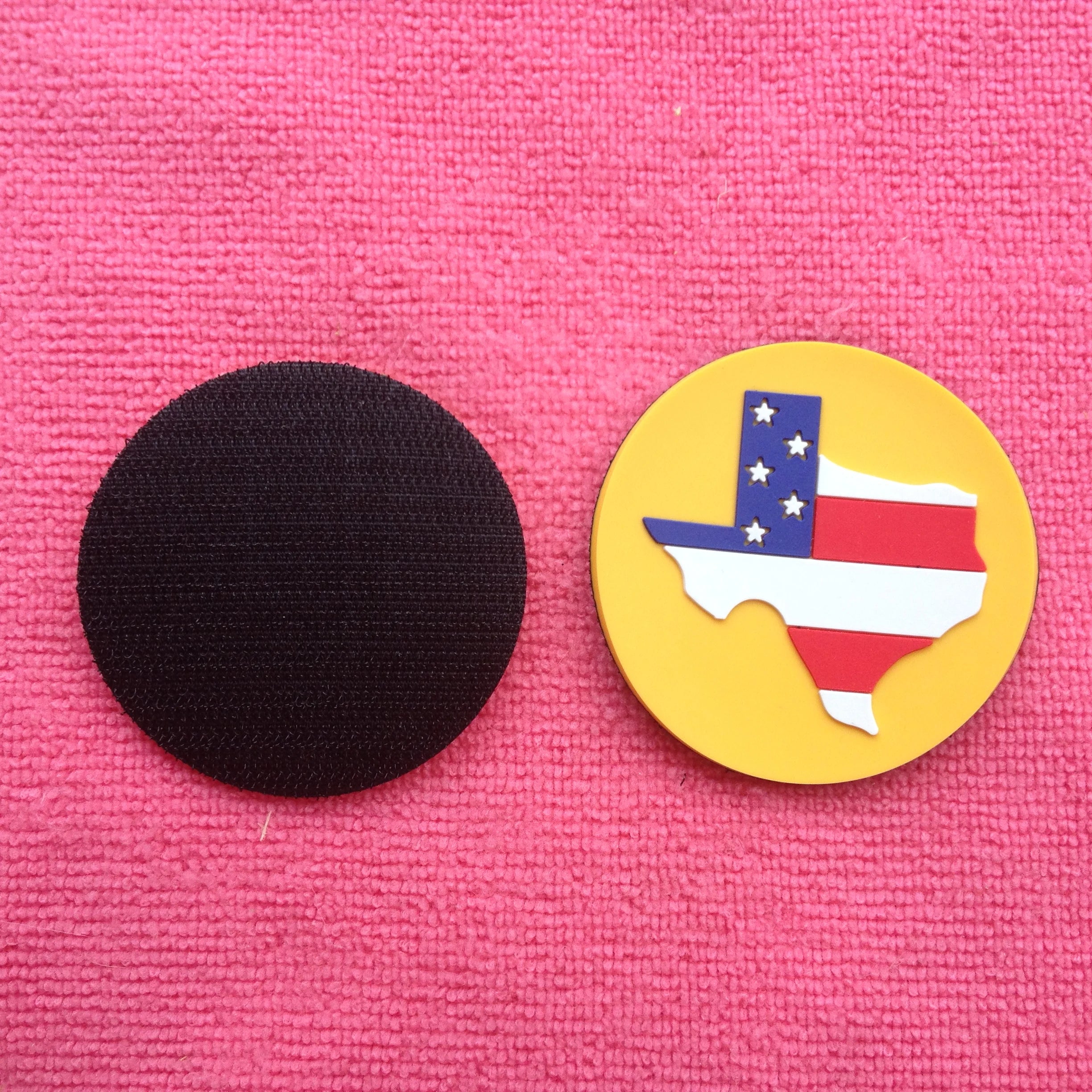 Round Embossed Rubber Badge Label With Hook and Looprubber Hook Patch for Hats