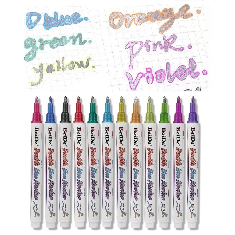 2026 Outline 12 Colors Markers Girl Gifts for Christmas Greeting Cards
