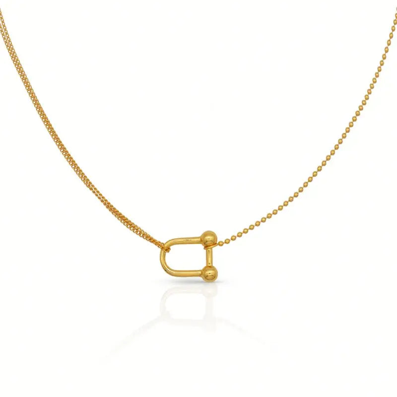 Chris April in Stock 18k Gold Plated 925 Sterling Silver Minimalist Beads U Shape Side Chain  Necklaces