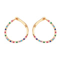 Multicolor Rainbow Cubic Zirconia Temperament Fashion Woman Thin Endless Hoop Earrings 18K Gold Plated Jewelry Valentine's Gift
