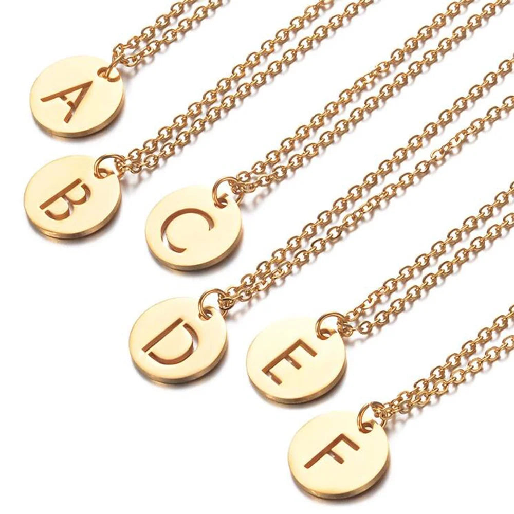Alphabet Letter Pendant Necklace Stainless Steel Trendy Children's Jewelry MUSE Brand