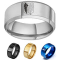 4 Colors Gold Plated Classic Attack on Titan Ring Wings of Liberty Flag Finger Rings for Men Women Jewelry Anime Fans