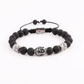 New Fashion Natural Stone Lava Stone Stainless Steel Buddha Adjustable Bracelet Jewelry for Men