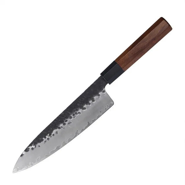 Octagon Wood Handle 8 Inch High Carbon 3 Layer 9Cr18mov Stainless Steel Kitchen Chef Knife