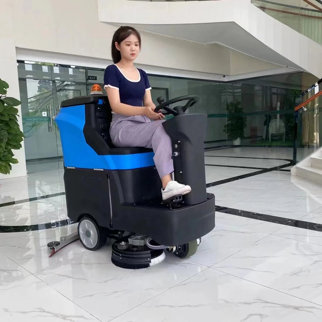 New ROCKBEST Mini Ride-On 24V Battery-Powered Rotary Brush Burnishing Floor Scrubber Machine