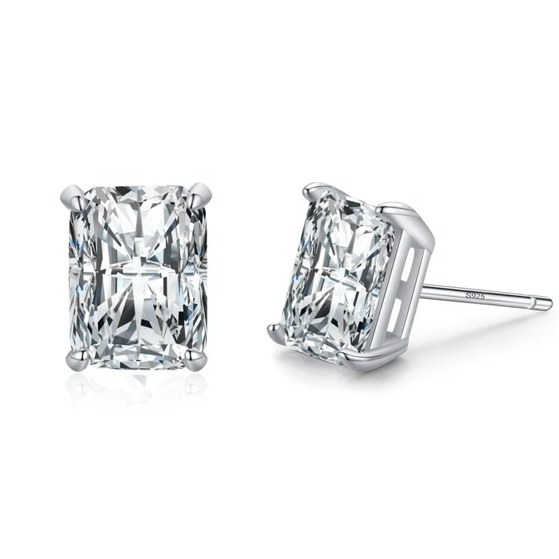 ED3188 Trendy Jewelry S925 Sterling Silver baguette CZ Bling Crystal Earrings Rectangle Cubic Zircon Stud Earrings