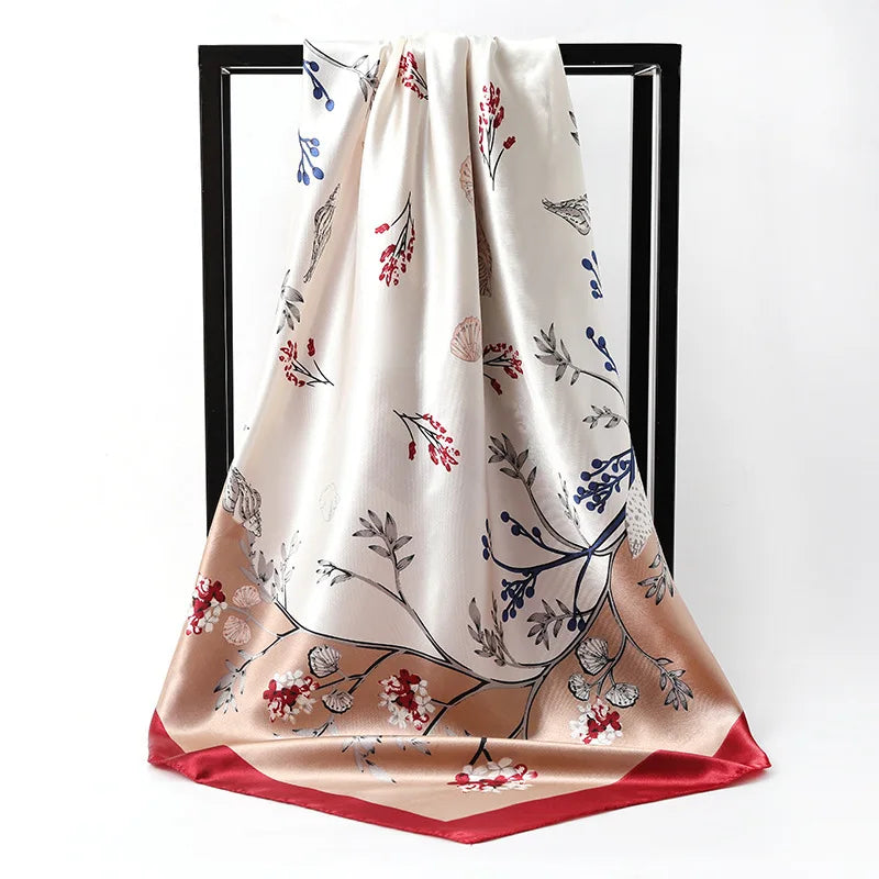 Wholesale New Design Printed Hijab Ladies Malaysia Muslim Shinny Twill Satin Hijab Scarves for Women 90*90cm