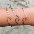 Women's New Fashion Stainless Steel Adjustable Open Bangle Gold Silver Plating Sprayed Waves Bracelet for Wedding Parties Gifts
