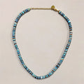 Trendy Stainless Steel 18k Gold Blue Sea Bead Necklace Choker Necklace