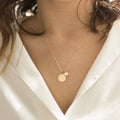 Customized Engraving Disc Letter Necklace Initial Circle Coin Pendant Two Initial Gold Plated Stainless Steel Necklace