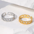Beimai OEM 18k Gold-Plated Waterproof Stainless Steel Hollow Chain Wedding Bands Customizable Couple Rings