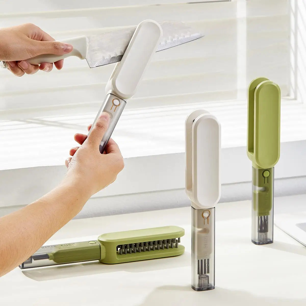 Multi-Functional 4-in-1 Kitchen Cleaning Brush Double Sided Decontamination Gap Cleaner Cutlery Knife & New Release Product