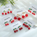 New Arrival Creative Colorful Pendant Earrings Temperament French Sweet Lovely Cherry Earrings for Women