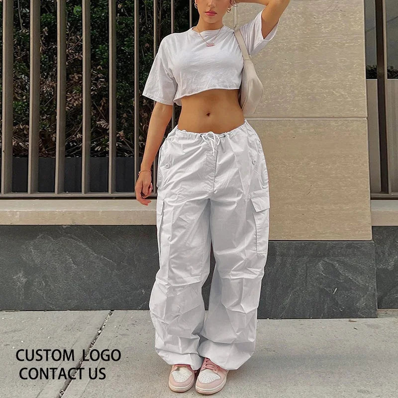Liu Ming Custom logo Women Streetwear Fashion Clothes Loose Jogger Sweatpants Cargo Trousers XS Pants MegaBDM