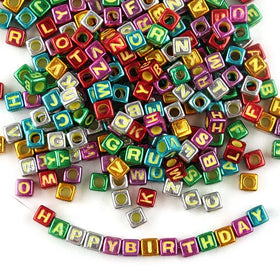 Acrylic Flat Round English Alphabet Beads Colorful Acrylic Electroplated Letter Beads Loose Beads Diy Jewelry Accessories