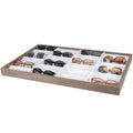 New 24 Slot Black Walnut Veneer Wood Spectacles Glasses Display Tray Organizer Prop
