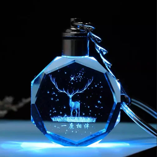 Customize Octagonal Crystal Keyring Glass Key Chain Intaglio Printing Wedding Favors Gifts Guest Llavero Anime Keychains