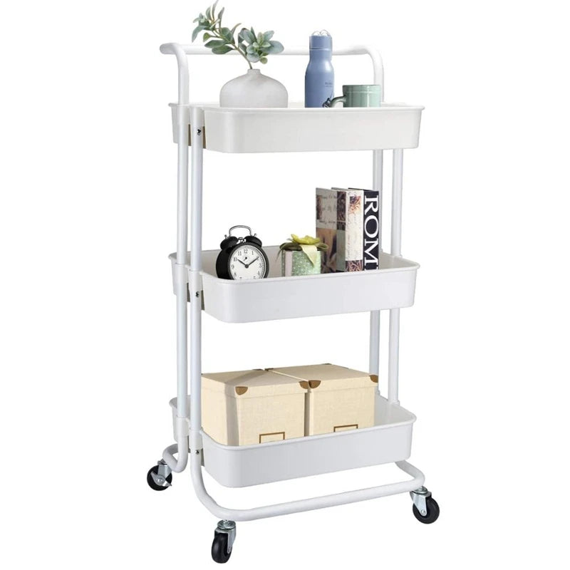 Modern Style Iron Standing Type Three-Layer Kitchen Cart Trolley Storage Shelf Rack for Tools Hand Tools