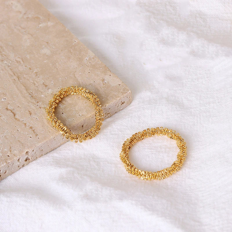 Personality Stainless Steel Jewelry Gold Plated  Bling Chain  US6/US7/US8 Twist Cauliflower Starlight Chain Ring