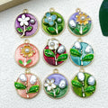 24x21mm Enamel Flower Charm for Jewelry Making Jewelry Charm for Necklace Earrings