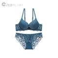 Hot Red Push-up Bra with Thin Top Thick Bottom Low Price Set Including Lace Bikini Panties Everyday Style Embroidery Decoration