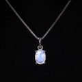 O90B Abiding Fine Jewelry Custom Solitaire Oval Gemstone Necklace Engagement Natural Rainbow Moonstone Necklace