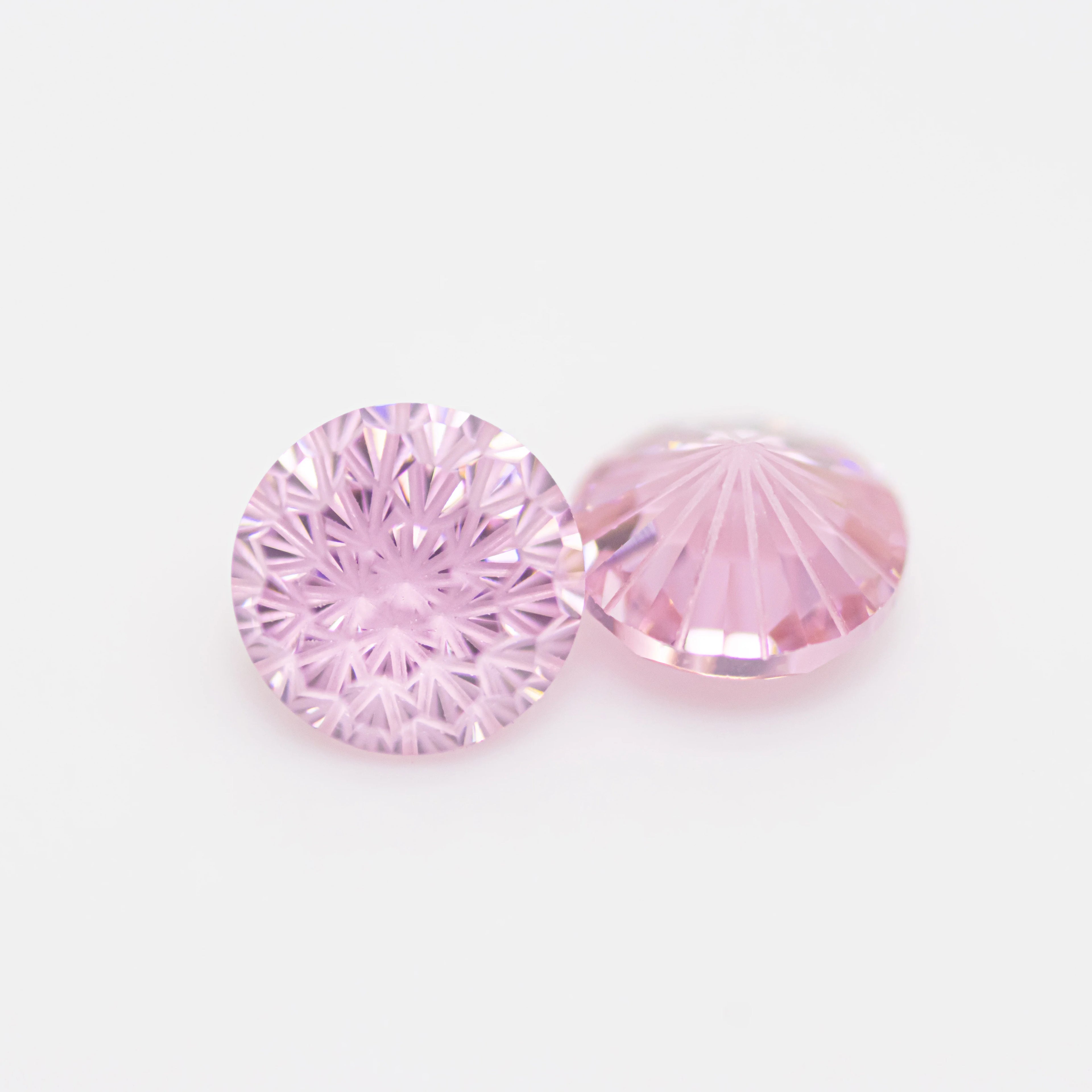 HanYu Low Price Pink Color CZ Stone Loose Wholesale Firework Cut Cubic Zirconia 6mm Round Gemstone