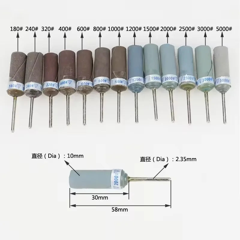 2.35mm Shank Sandpaper Rod Grinding Rod Mirror Coarse and Fine Grinding Polishing Wheel Sandpaper Grinding Head with Handle
